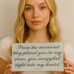 NWT, Ben’s Garden Snuggled Into My Heart Glass Tray Baby Keepsake Tray